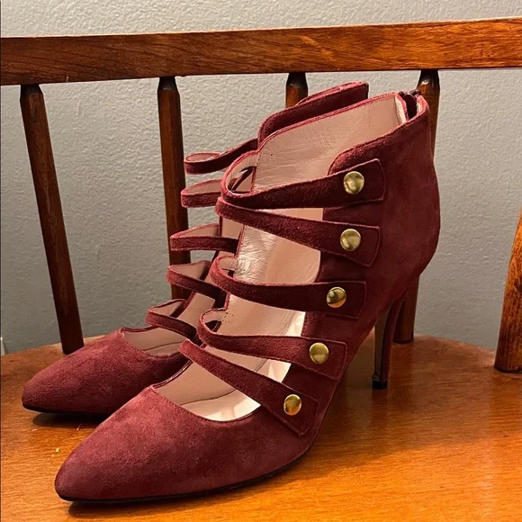 Kate Spade Vero Cuoio burgundy suede ankle-strap High Heel Pumps Size 7 - Picture 1 of 10